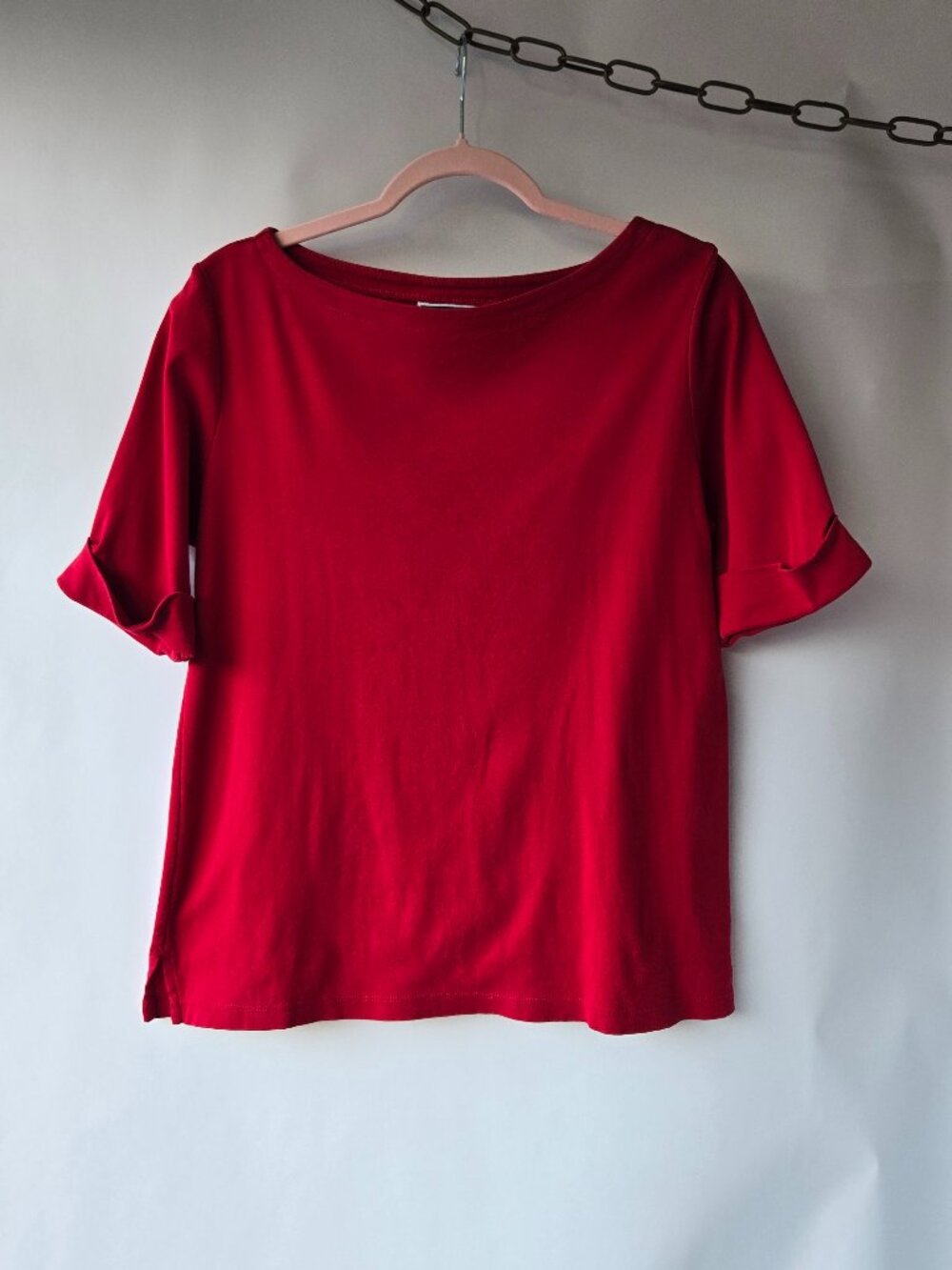 Karen Scott Classic Red Cotton Shirt Office Workwear